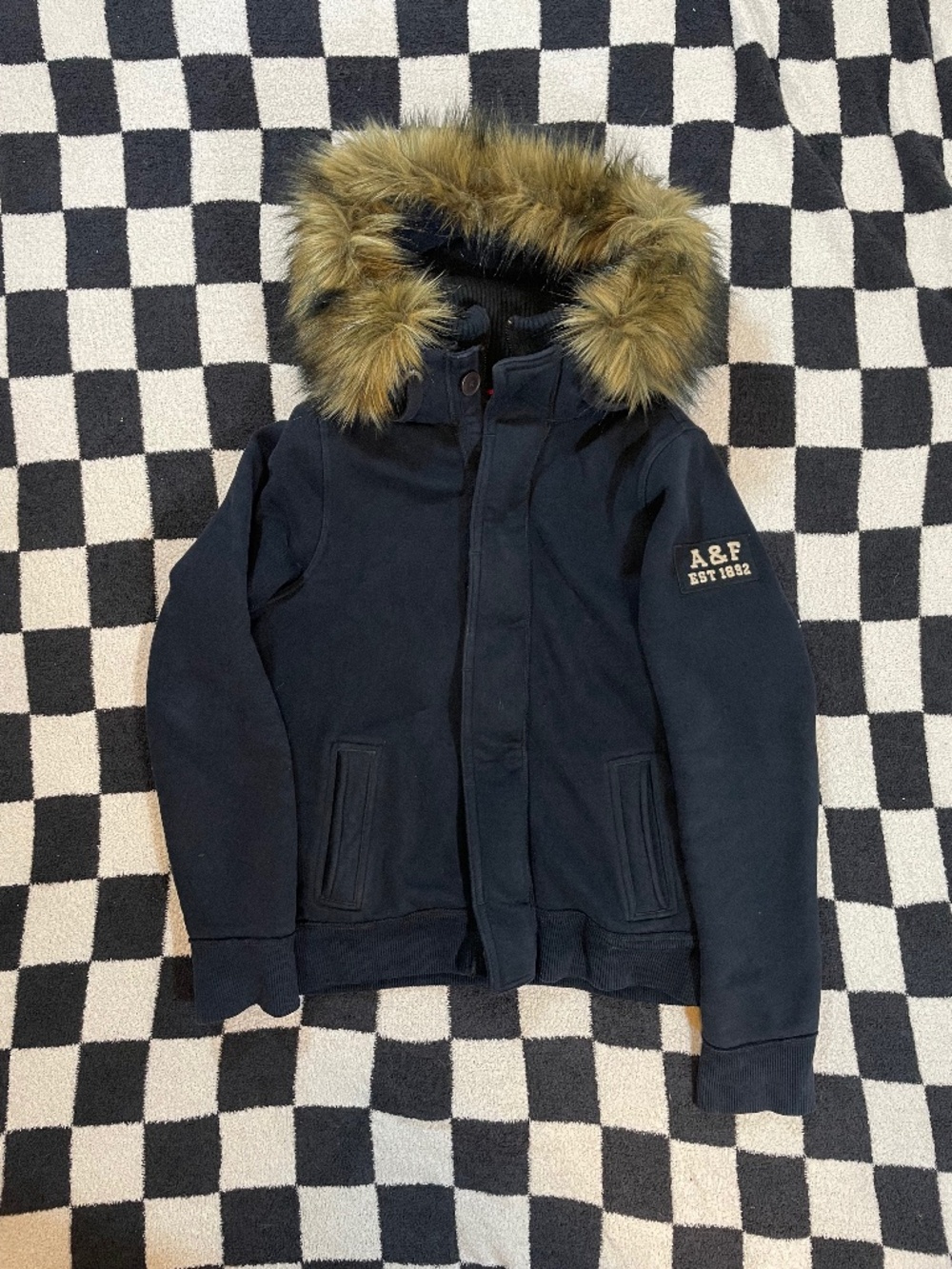 abercrombie & fitch fur hood jacket y2k size large